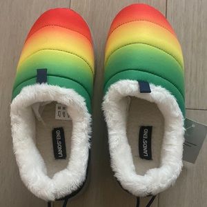 Lands End faux fur kids shoes (Rainbow color)